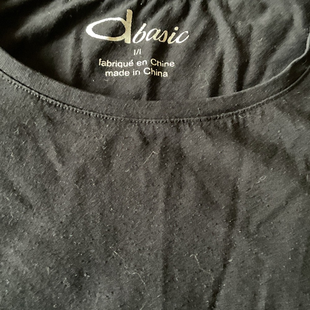 dbasic Long Sleeve Top Womens Medium Black Good Solid Crewneck Layering Tee - Picture 2 of 5